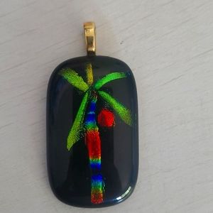 Hand crafted glass pendant palm tree 🌴